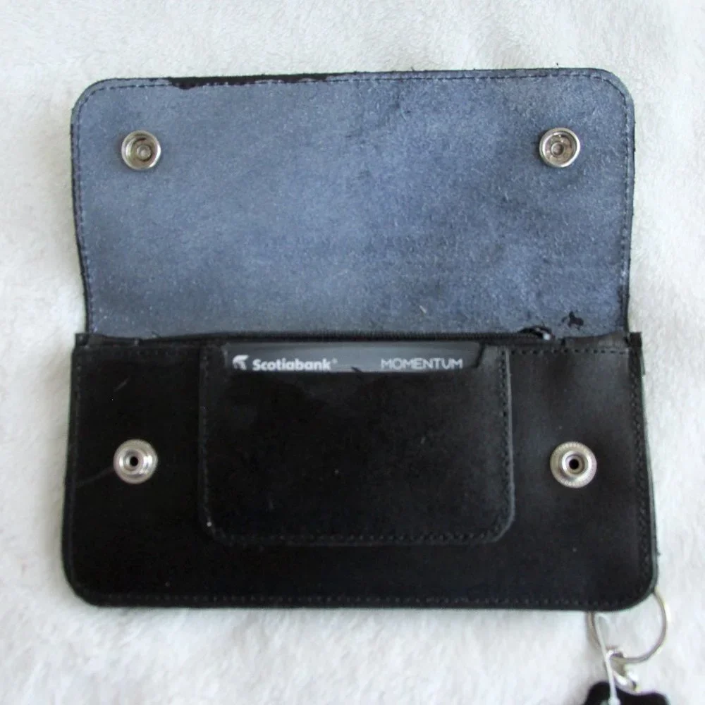 GENUINE Black Leather Chain Wallet NWOT - Picture 7 of 10